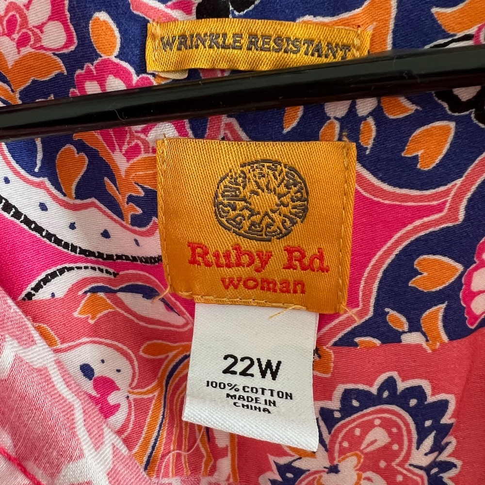 Ruby Rd. Red and White Pattern Blouse - Picture 2 of 3